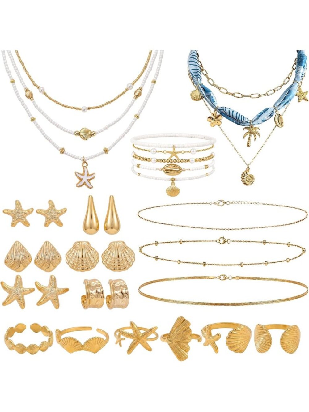 Chic Boho Beach Jewelry Set for Women - Stylish Necklaces & Earrings Combo